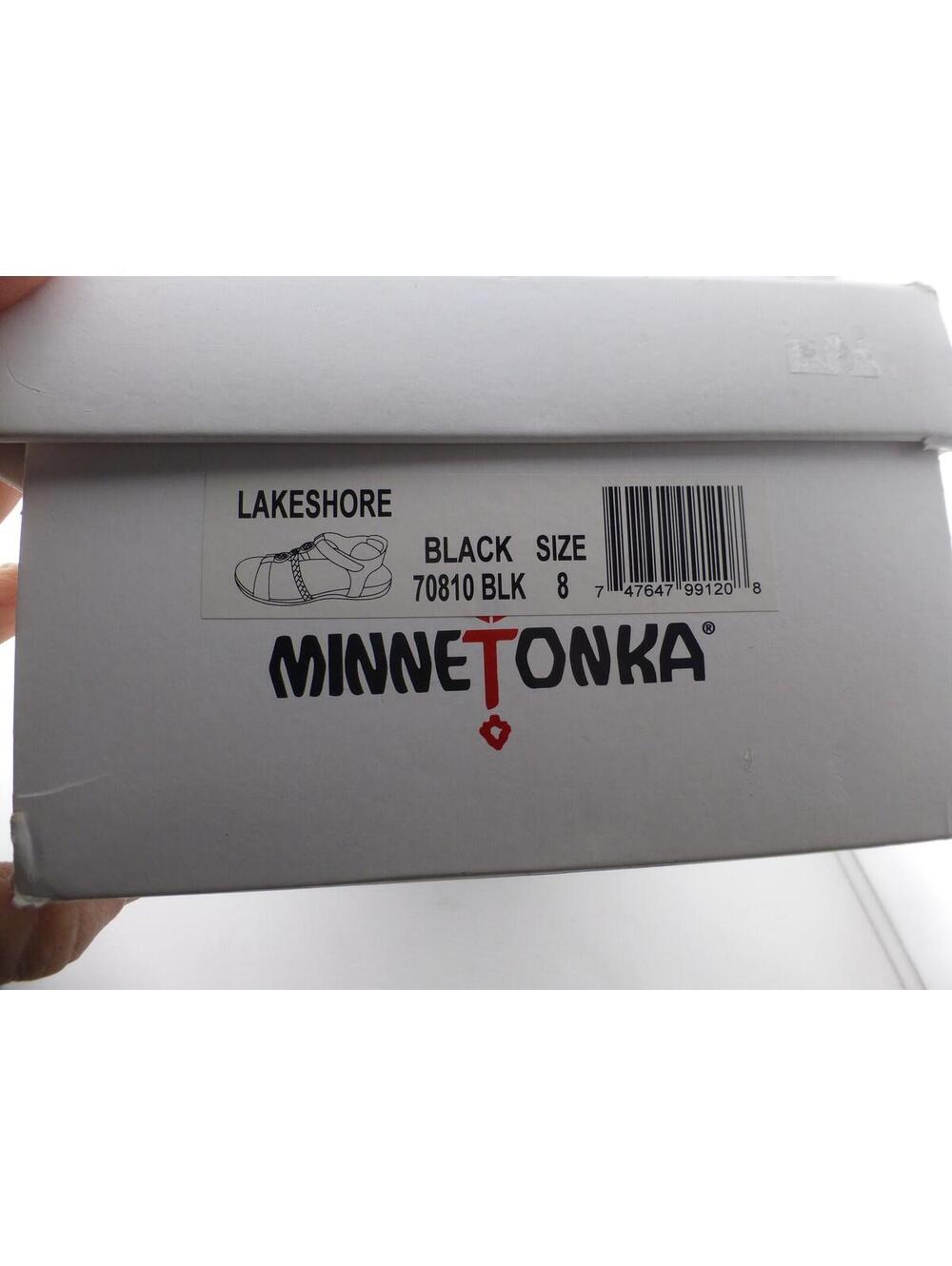 Minnetonka Lakeshore Women's Black Leather Hook & Loop Sandals US Size 8 M3 - Picture 3 of 14
